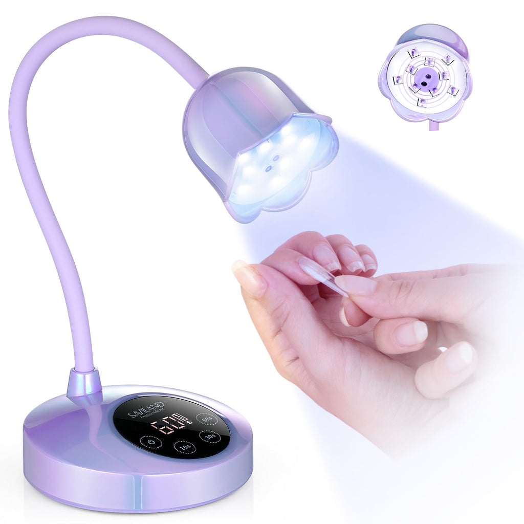 SAVILAND Advanced 30W UV Nail Lamp – 8S Gel Cure, Cordless Gooseneck, Purple Light