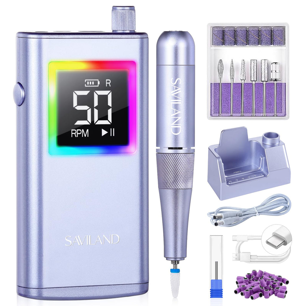 SAVILAND Advanced 50000 RPM Nail Drill – Fast Acrylic Removal, Cordless Electric Nail File