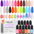 SAVILAND 24-Color Airbrush Gel Nail Polish – HEMA-FREE, No Dilution, Non-Acetone for Gradients & Nail Art