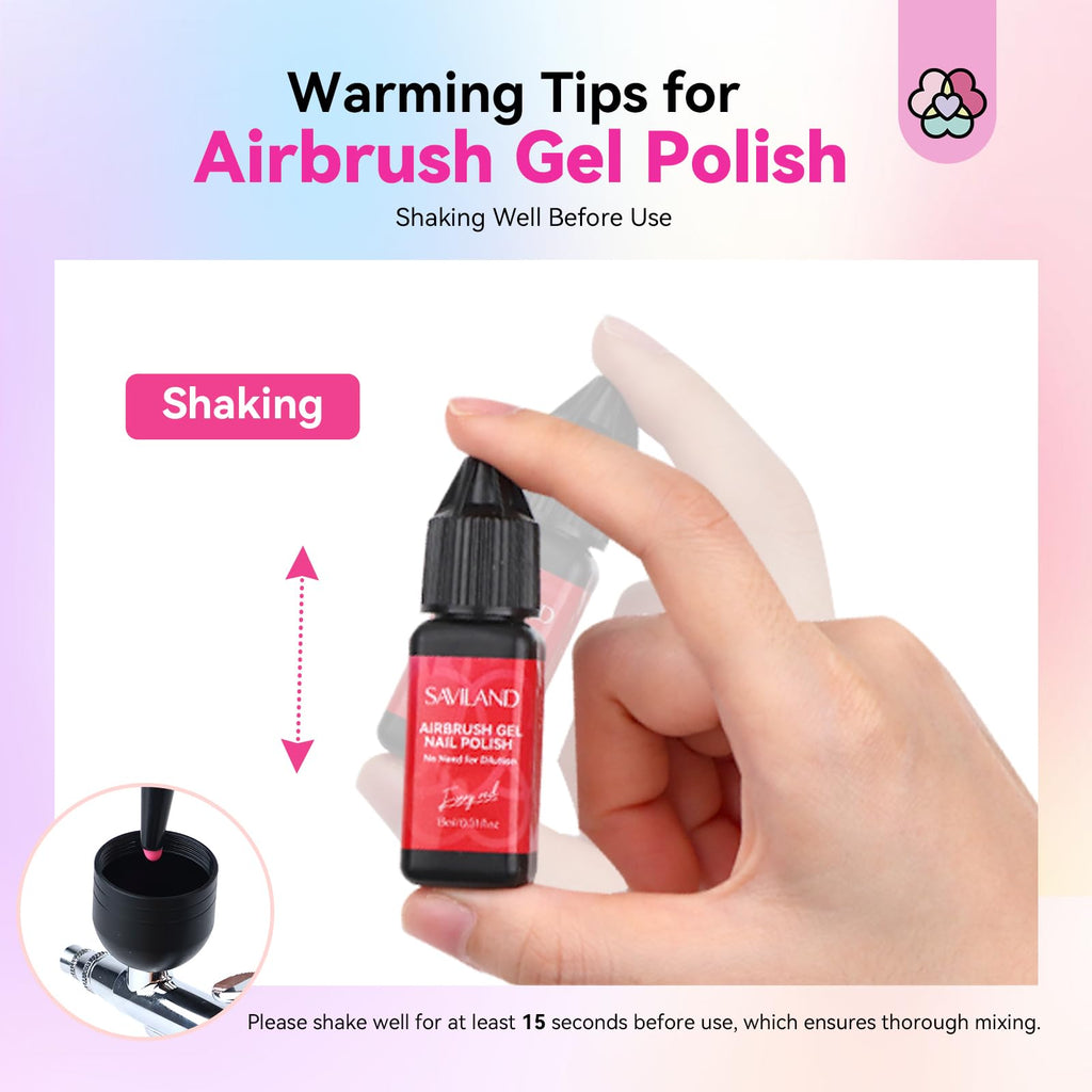 SAVILAND 24-Color Airbrush Gel Nail Polish – HEMA-FREE, No Dilution, Non-Acetone for Gradients & Nail Art