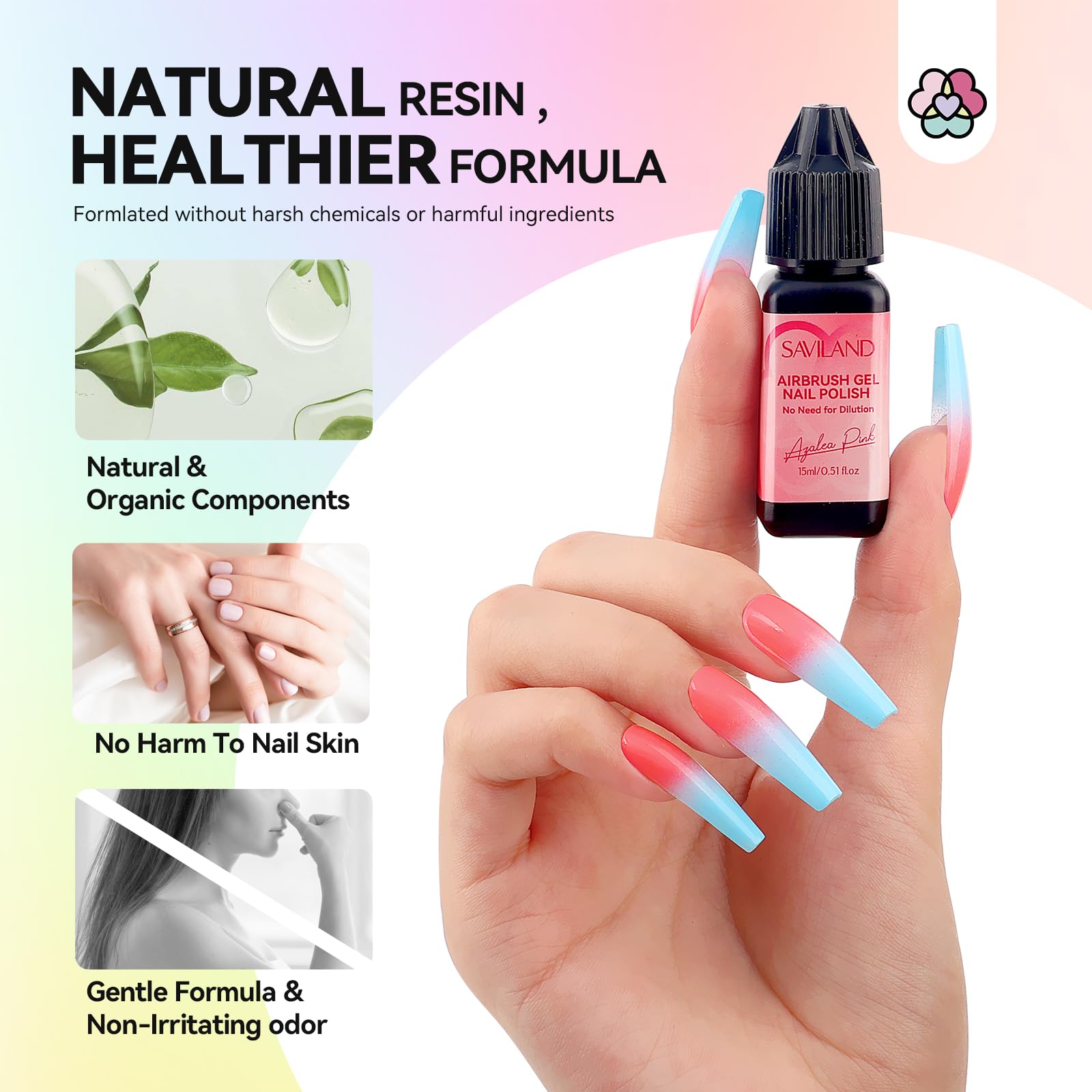 SAVILAND Airbrush Gel Nail Polish – 36 Colors, No Dilution, High Pigment for Nail Art