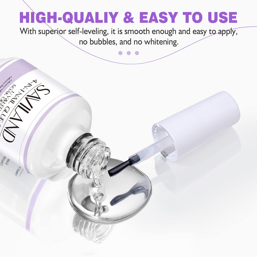 SAVILAND Gel Nail Glue with Lamp Duo – 15ml Glue + UV/LED Nail Lamp for DIY Extensions