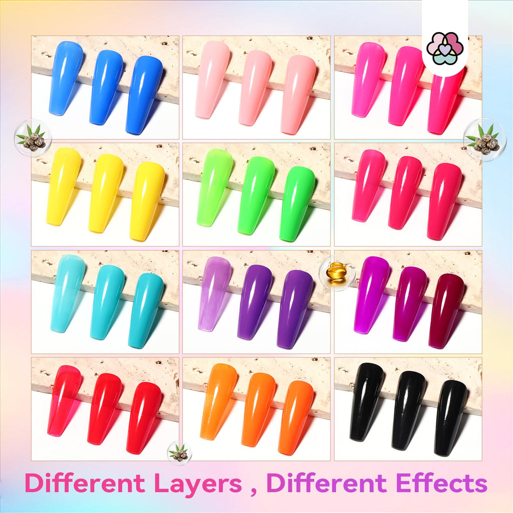 SAVILAND Quick-Dry Nail Polish Set – 12 Neon Green & Pastel Colors with Base & Top Coat