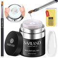 SAVILAND Builder Gel for Nails – 30ml Clear Hard Gel with Air-Cushion Design, Nail Forms & Brush