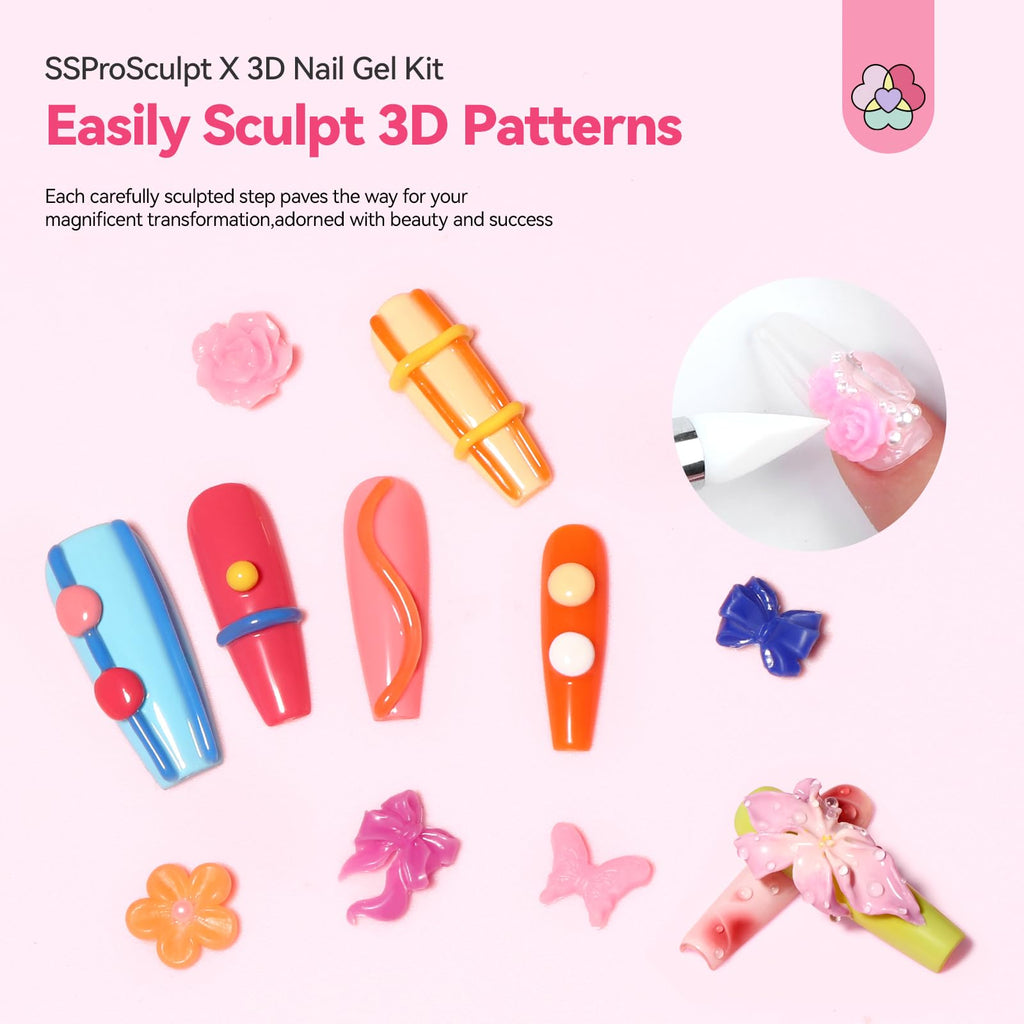 SAVILAND 3D Nail Gel Set – 12 Colors, Non-Sticky Soak Off, 3D Sculpting Kit for DIY Nail Art