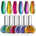 SAVILAND Chameleon Nail Polish Set – 6-Color Holographic Quick-Dry, 12-Free Metallic Chrome Nail Polish