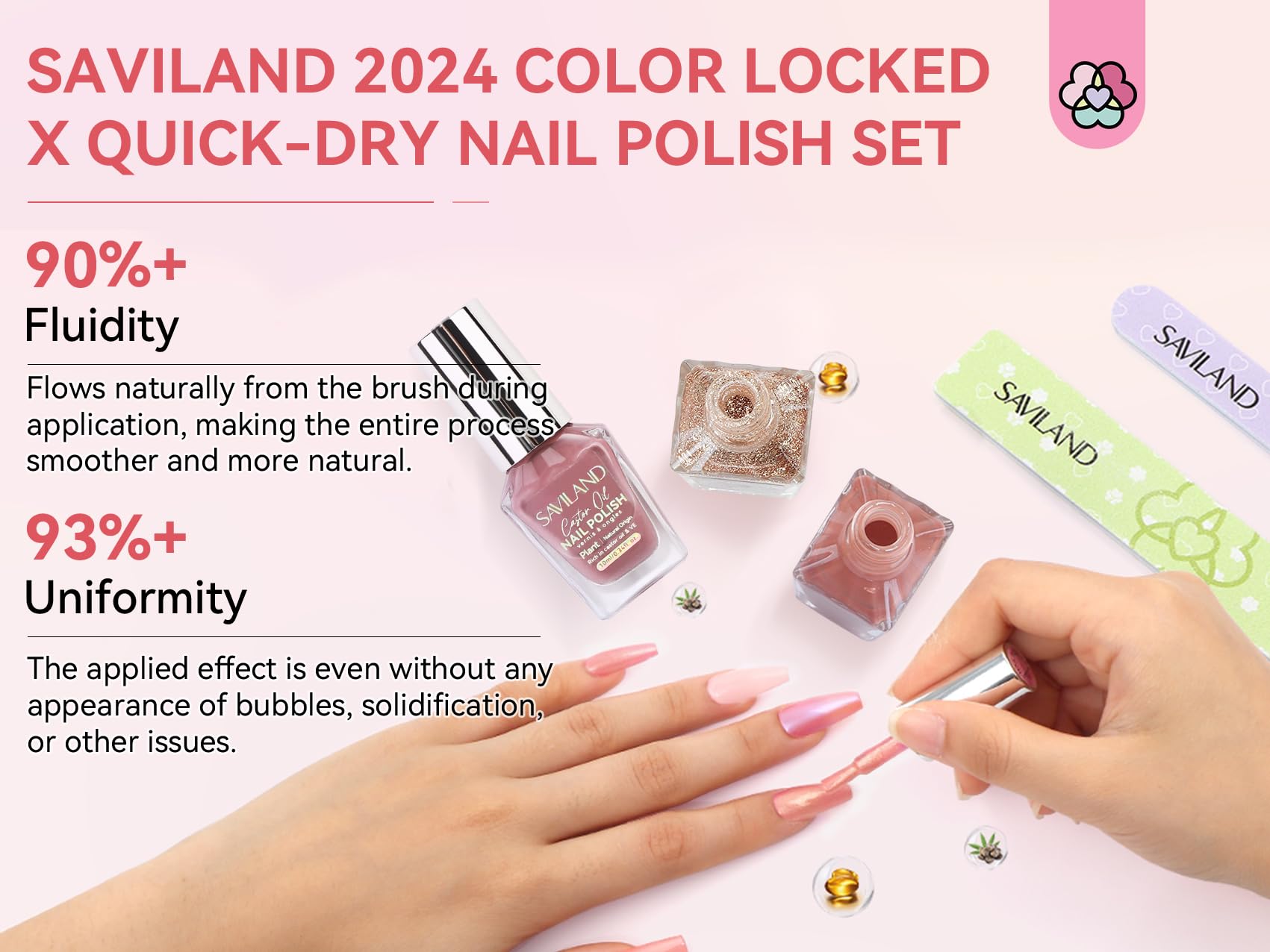 SAVILAND Quick Dry Nail Polish 6-Piece Nude Pink Set | Color Locked X Tech