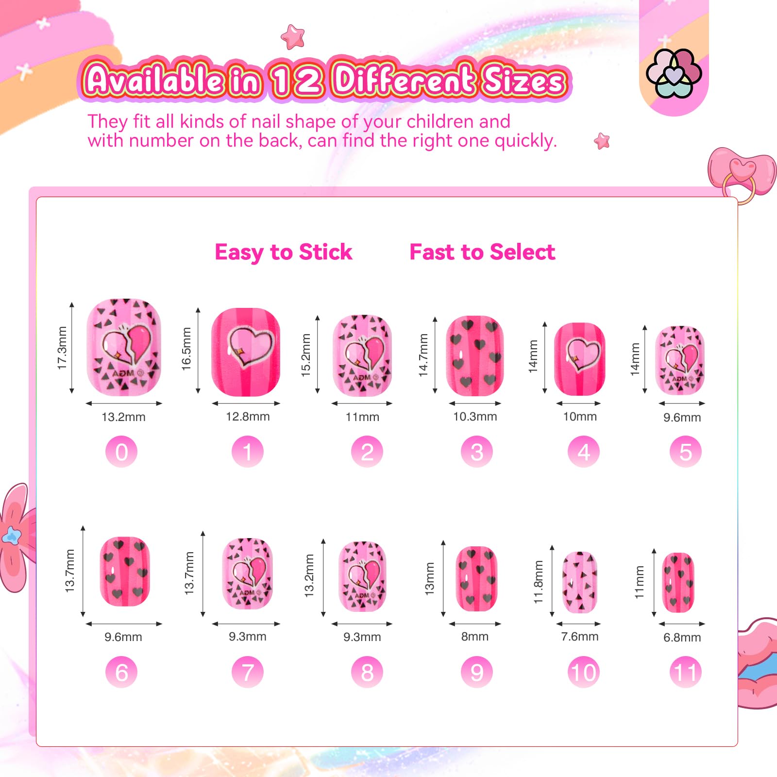 SAVILAND Kids Press-On Nails — 168PCS, 7 Styles, Safe ABS Material, 8–12 Years