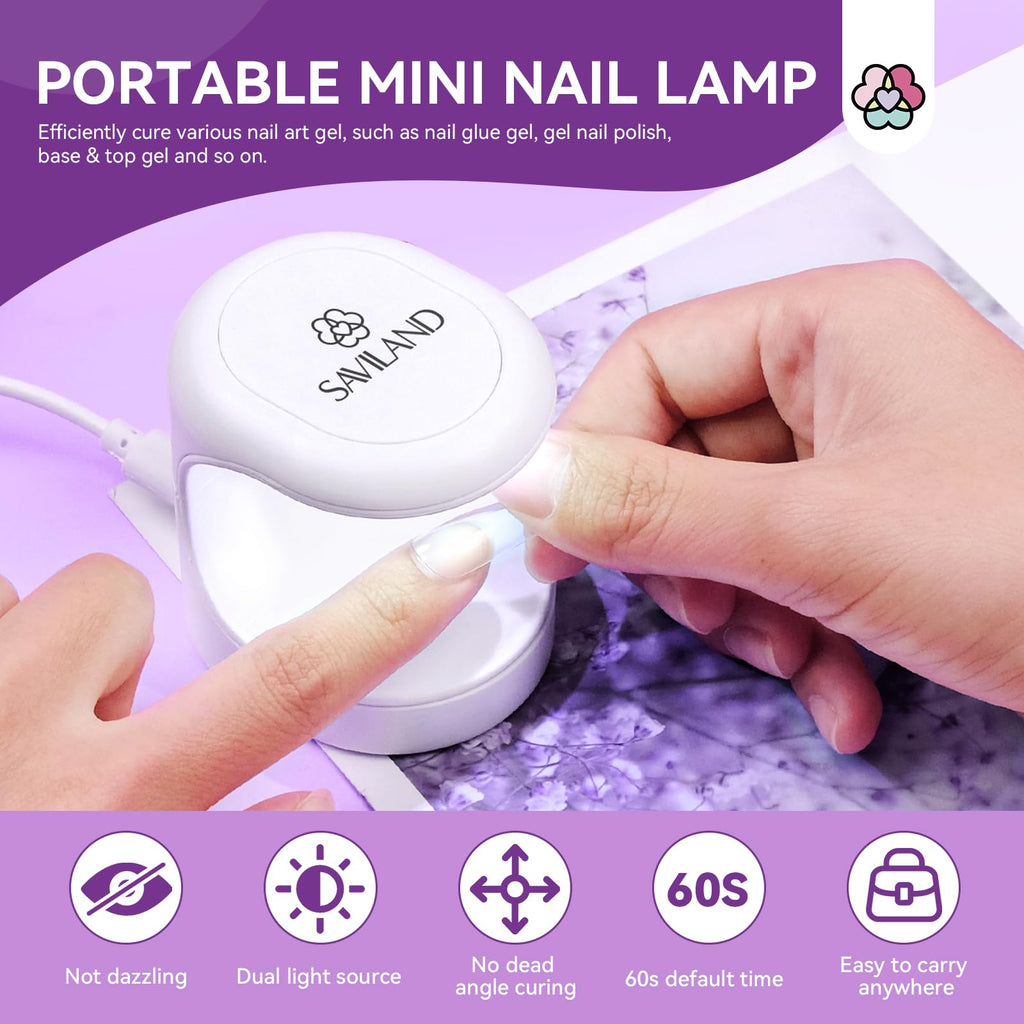 SAVILAND Builder Nail Gel Set with Nail Drill – 3 Gels + Mini Lamp