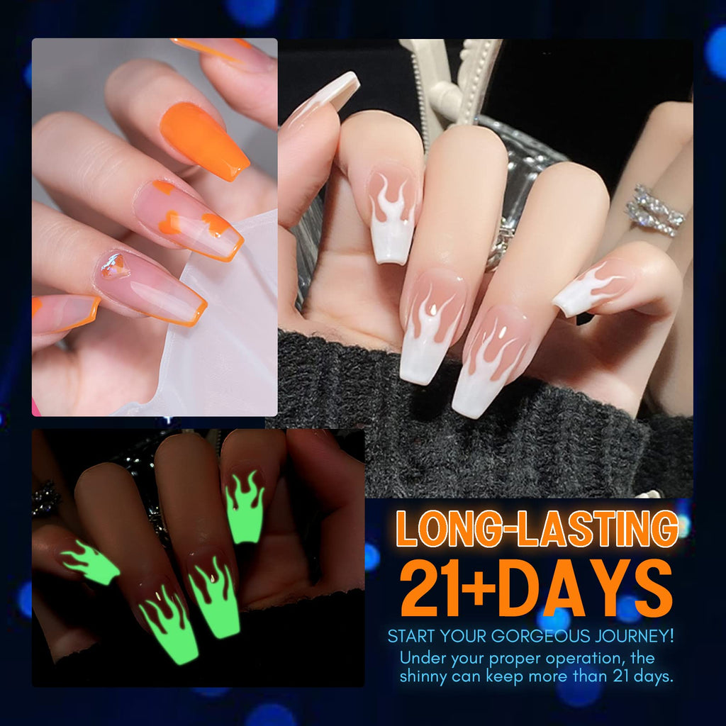 SAVILAND Glow in the Dark Nail Polish Set — 24 Neon Gel Colors, UV Quick-Dry, Reflective Glow