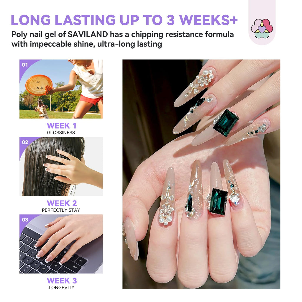 SAVILAND Poly Gel Nail Kit – 36 Colors Starter Set with Mini UV Lamp, Slip Solution & Tools
