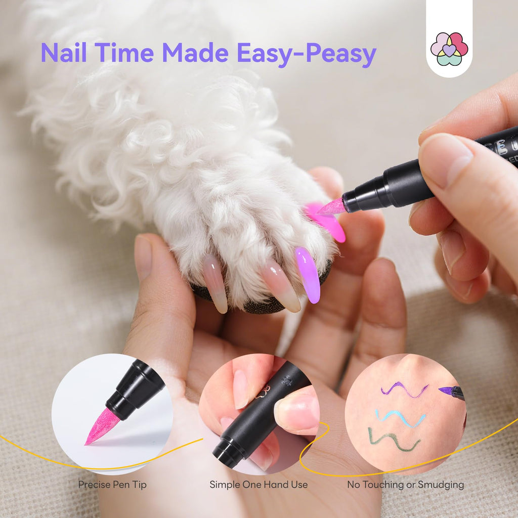 SAVILAND Dog Nail Polish Pens – 12-Color Quick-Dry Pet Nail Art Set