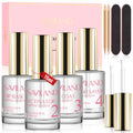 SAVILAND Dip Powder Liquid Set – HEMA-Free Base/Top Coat, Activator, Brush Saver, Nail Files (10 Pcs)