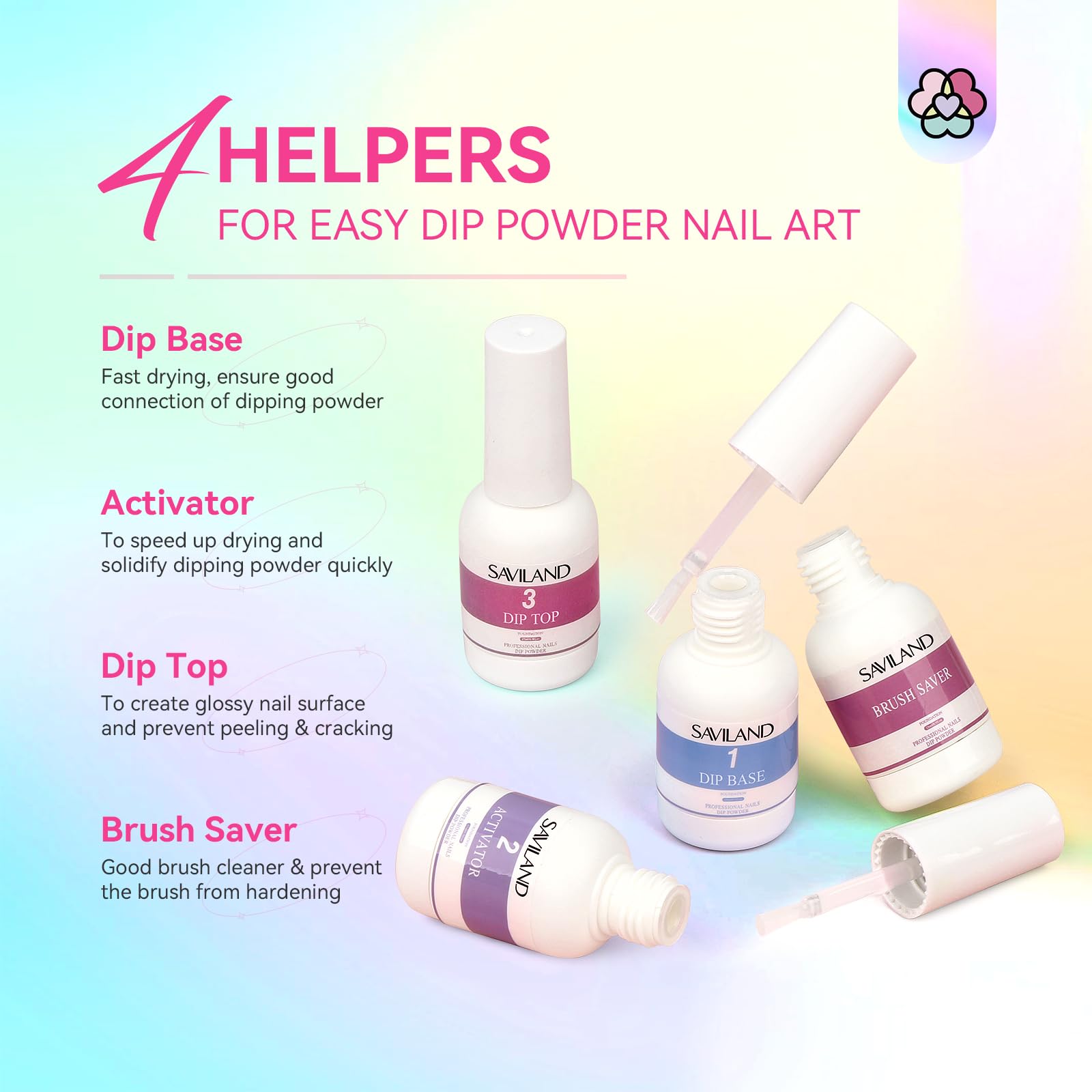 SAVILAND Dip Powder Nail Kit Starter – 29 Pcs Set with Base, Top Coat, Activator