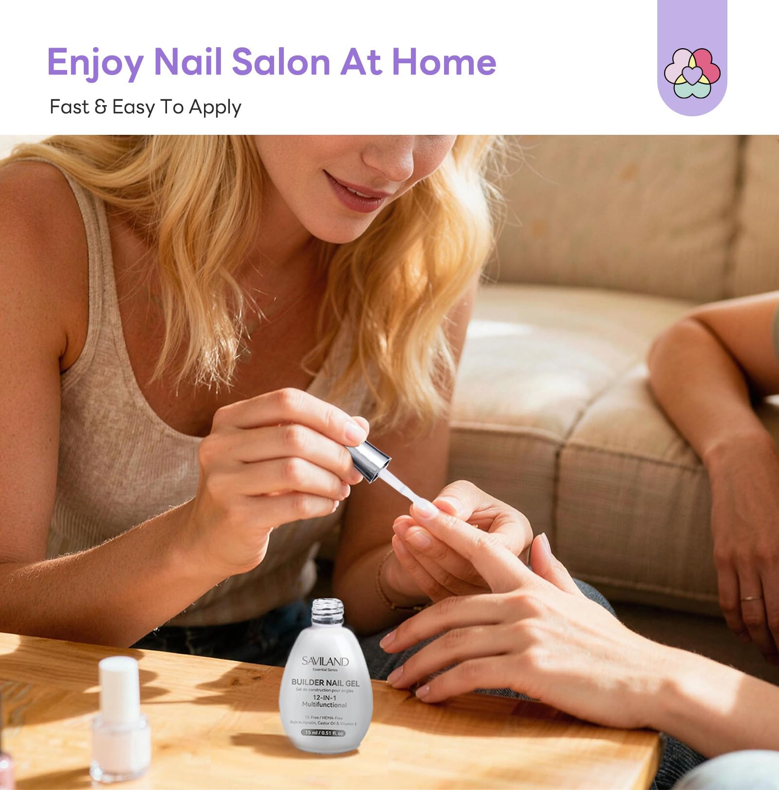 SAVILAND 12-in-1 Clear Builder Nail Gel – HEMA-Free Builder for Extensions & Sculpting
