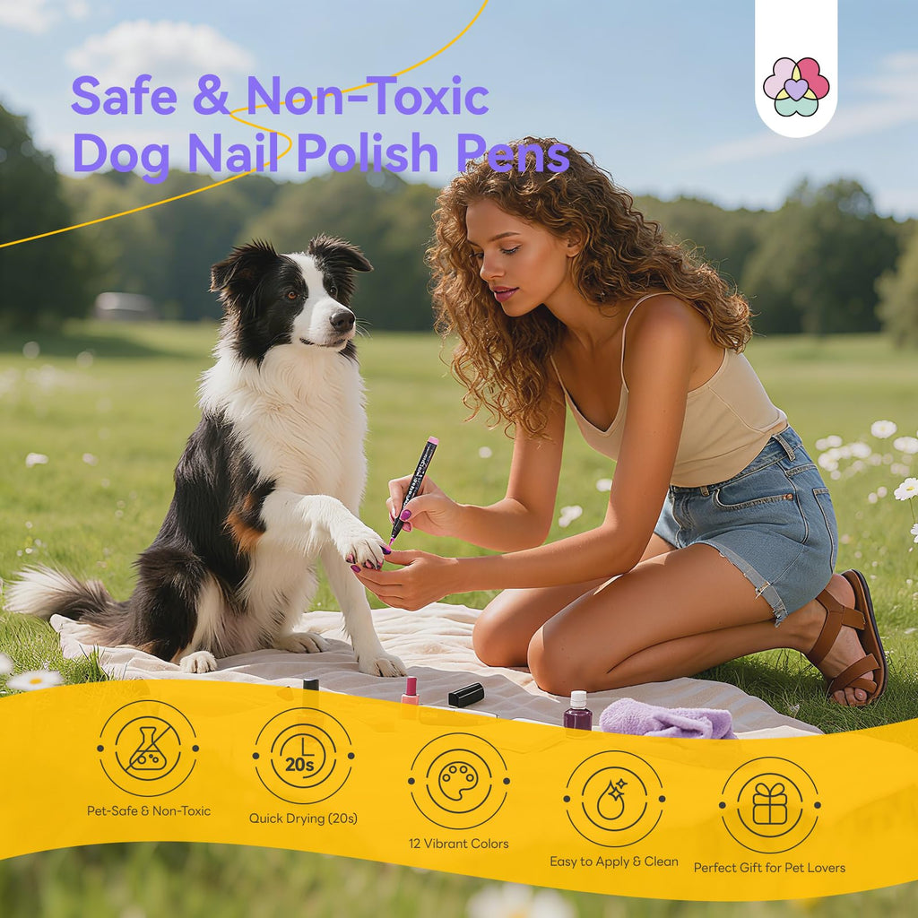 SAVILAND Dog Nail Polish Pens – 12-Color Quick-Dry Pet Nail Art Set
