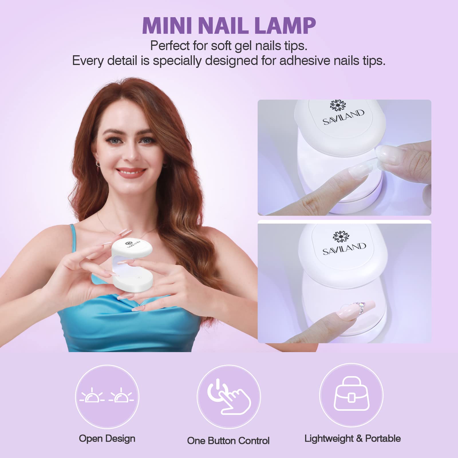 SAVILAND Gel Nail Kit with Drill – All-in-1 Beginner Nail Kit (0.5oz Glue, 500 Tips, Mini Lamp) | At-Home Salon