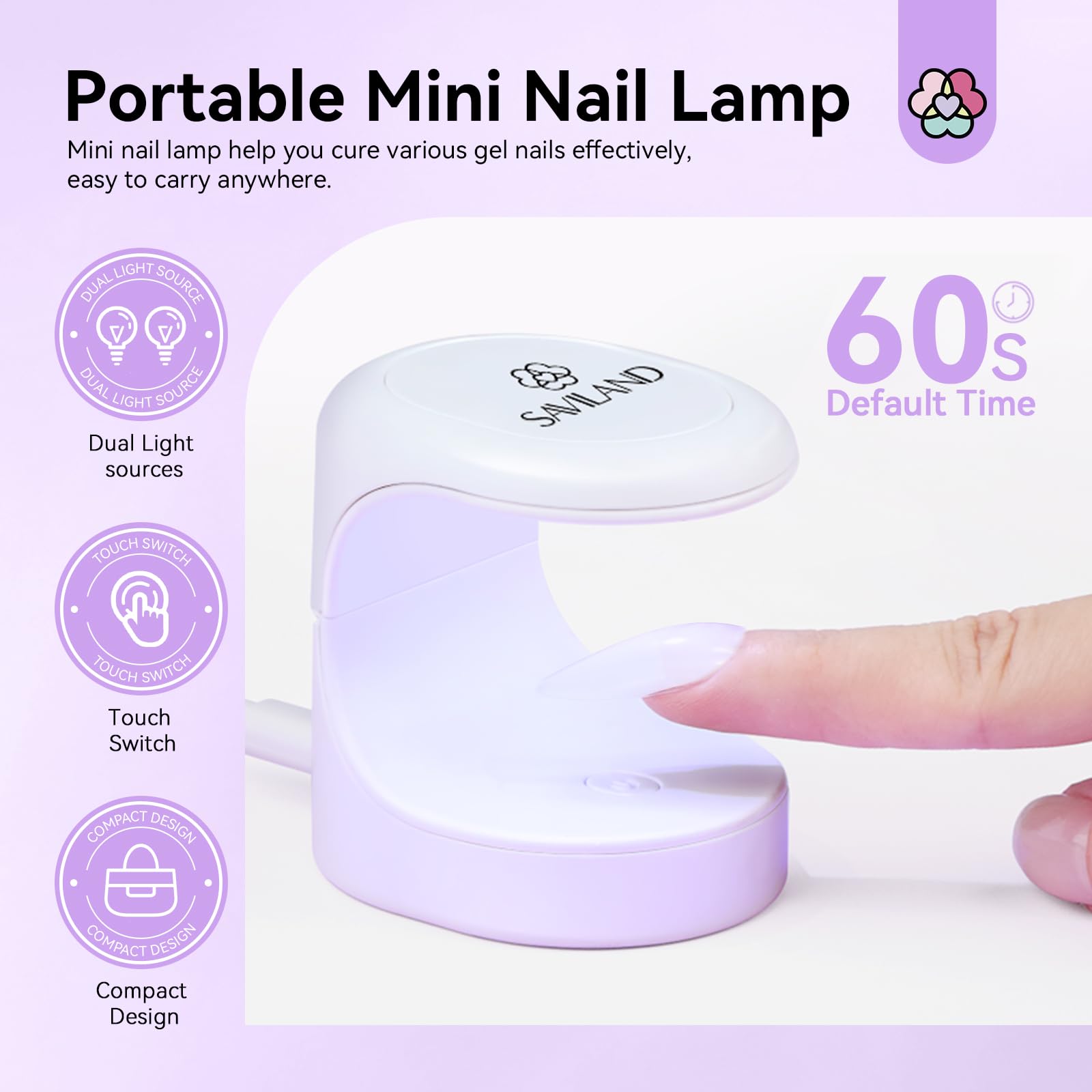 SAVILAND Gel Nail X Kit Short Square – 500 Tips, Mini Lamp, DIY Home Manicure