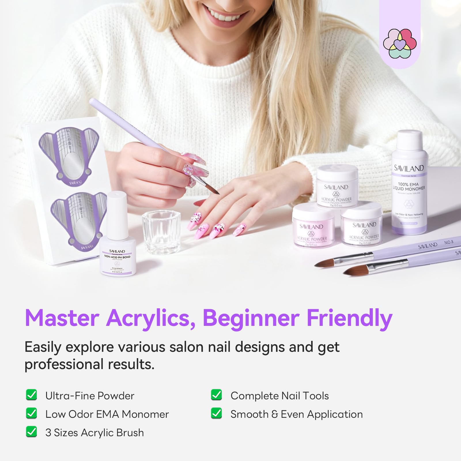 SAVILAND Essentials Acrylic Nail Kit for Beginners | All-in-1 Set