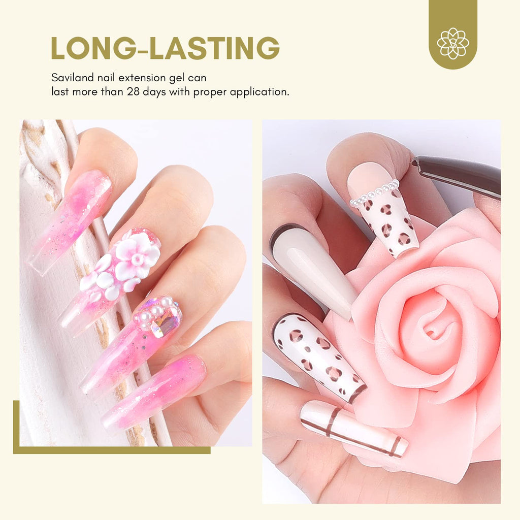 SAVILAND Builder Gel for Nails – 30ml Clear Hard Gel with Air-Cushion Design, Nail Forms & Brush
