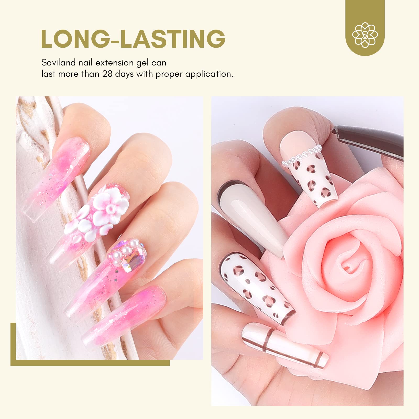 SAVILAND Builder Gel for Nails – 30ml Clear Hard Gel with Air-Cushion Design, Nail Forms & Brush