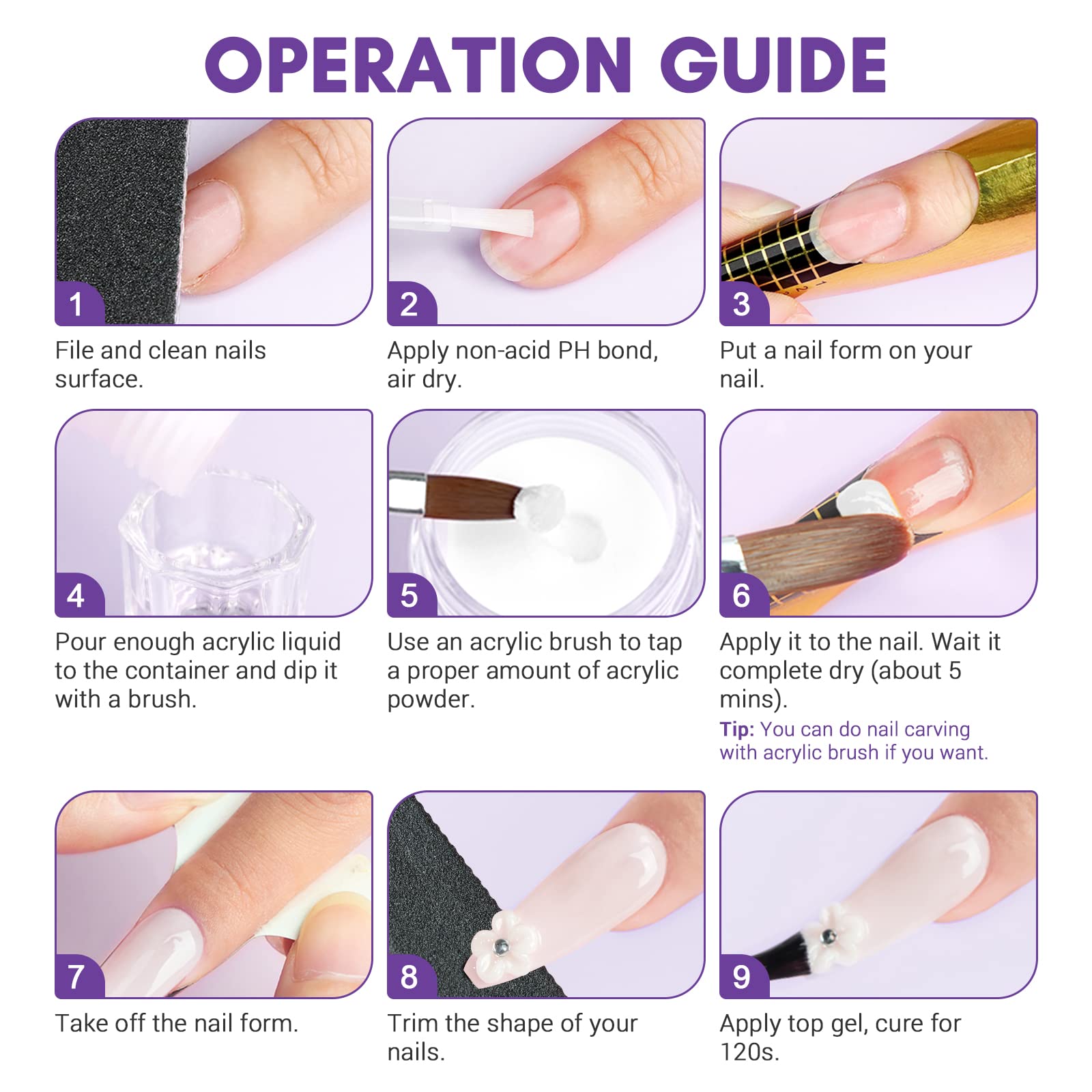 SAVILAND Acrylic Nail Kit with Drill Included – Clear, White & Pink Colors for DIY Nail Extensions
