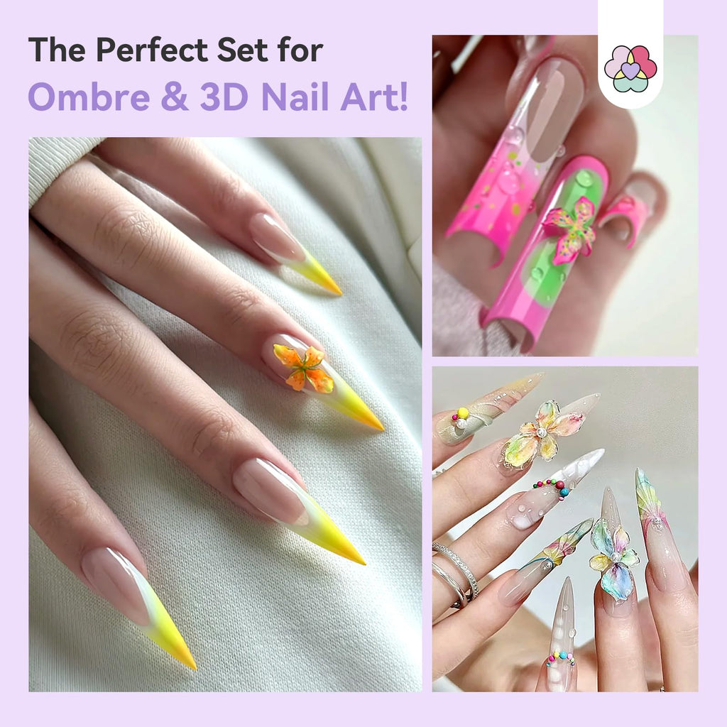 SAVILAND 3D Patting Gel Polish Kit: 9-Color Ombre & 3D Flower Mold