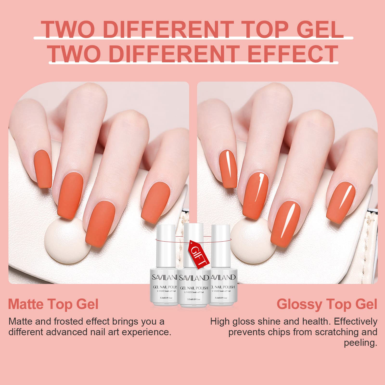 SAVILAND Gel Nail Polish Kit – 30 Pastel Colors + Base & Glossy Matte Top Gels