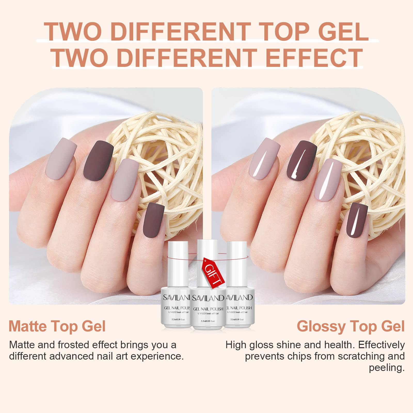 SAVILAND 33Pcs Gel Nail Polish Set – Soak-Off UV/LED with Base & Top Gels