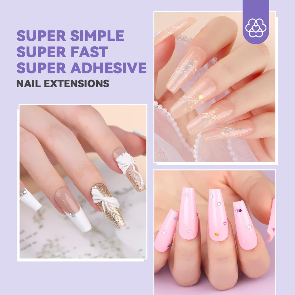 SAVILAND Gel Nail Kit with UV Light | At-Home Manicure Set with 500 Short Coffin Tips, 4-in-1 Glue, Drill & Mini Lamp