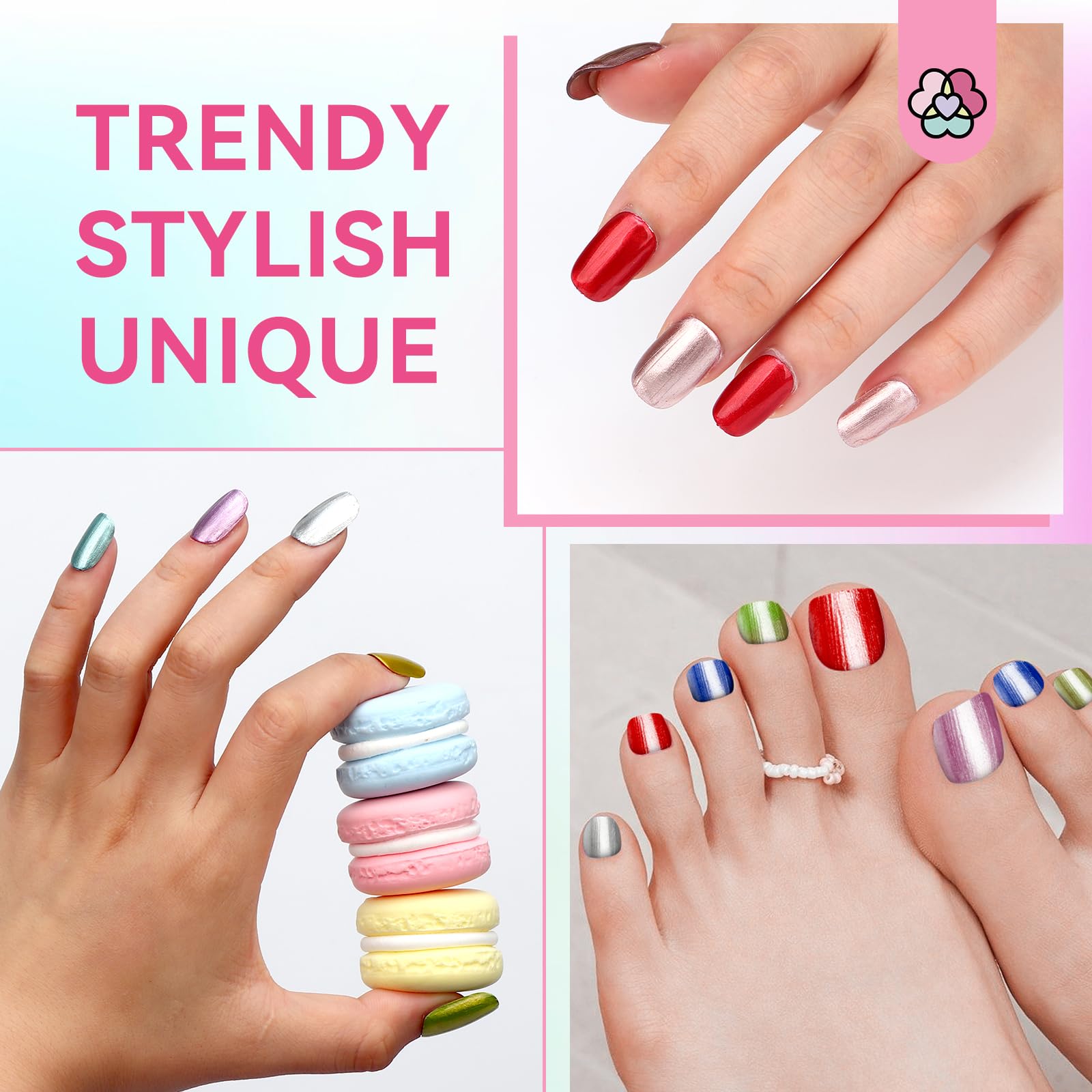 SAVILAND Metallic Nail Polish Set – Chrome, 12+2 Colors with Base & Top Coat