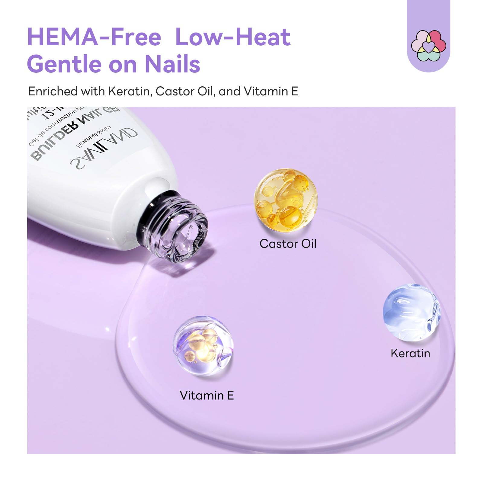 SAVILAND 12-in-1 Clear Builder Nail Gel – HEMA-Free Builder for Extensions & Sculpting