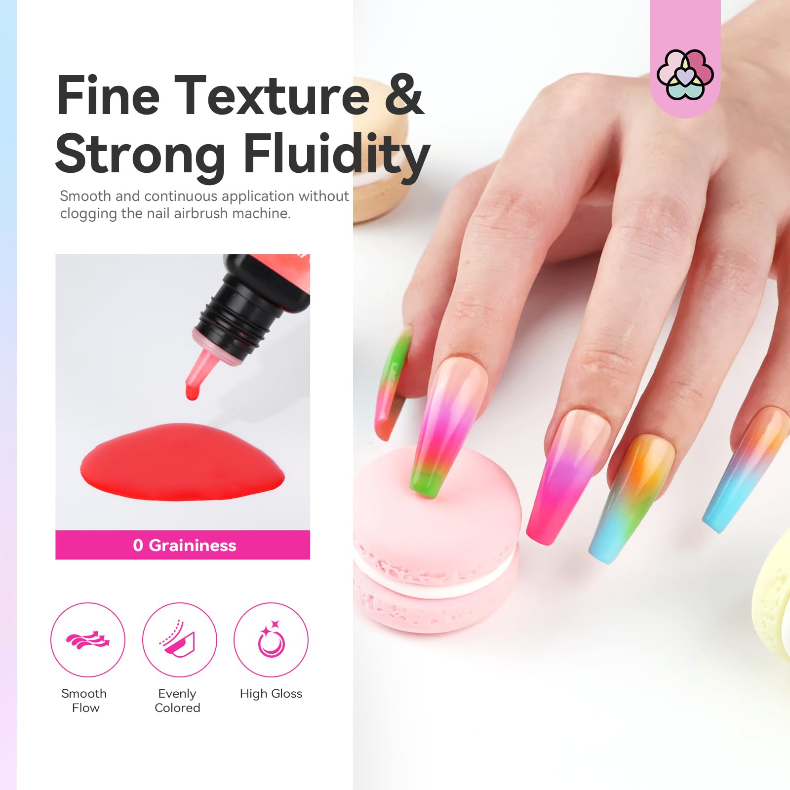 SAVILAND 24-Color Airbrush Gel Nail Polish – HEMA-FREE, No Dilution, Non-Acetone for Gradients & Nail Art
