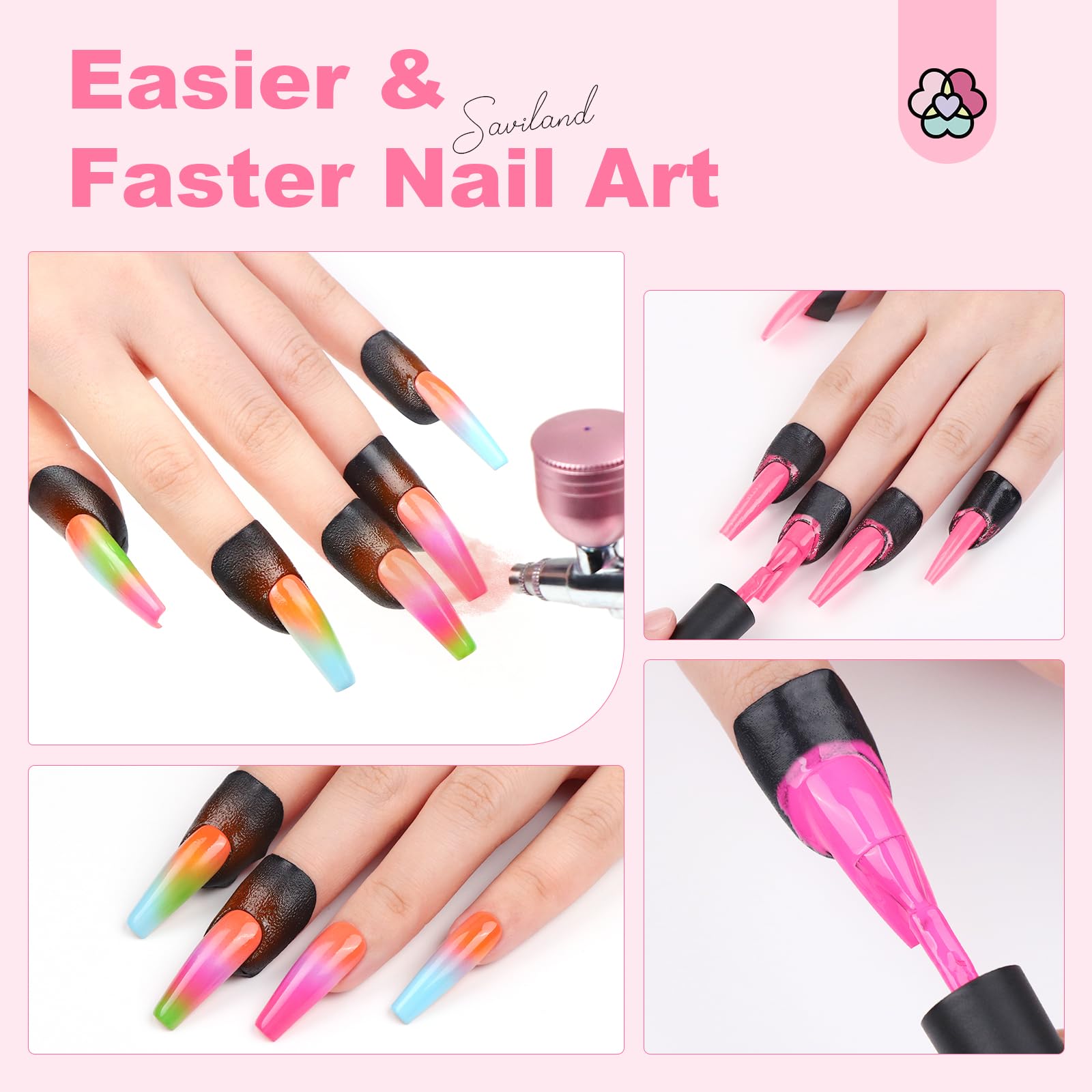 SAVILAND Nail Polish Protector for Fingers - 100 Pcs U-Shaped Cuticle Guards for Nail Art, Gel Polish & UV Protection