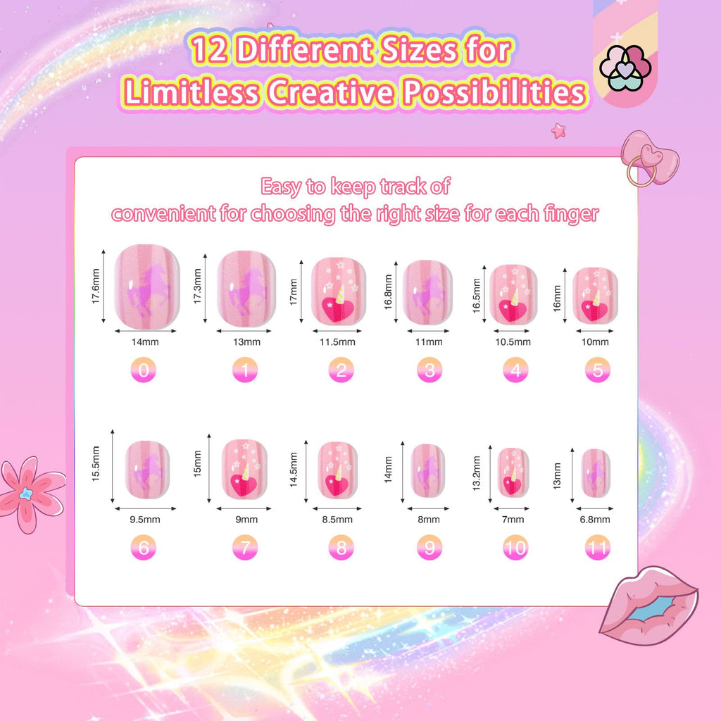 SAVILAND Kids Press-On Nails – 6-Pack with 3D Stickers for Creative DIY Nail Art