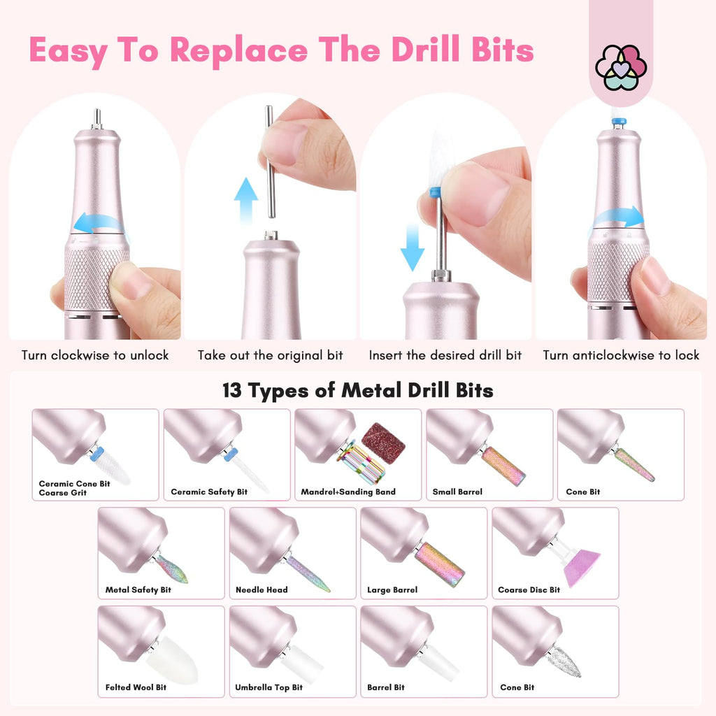 SAVILAND Professional Nail Drill – 40000 RPM Portable Electric Nail File for Salon & Home