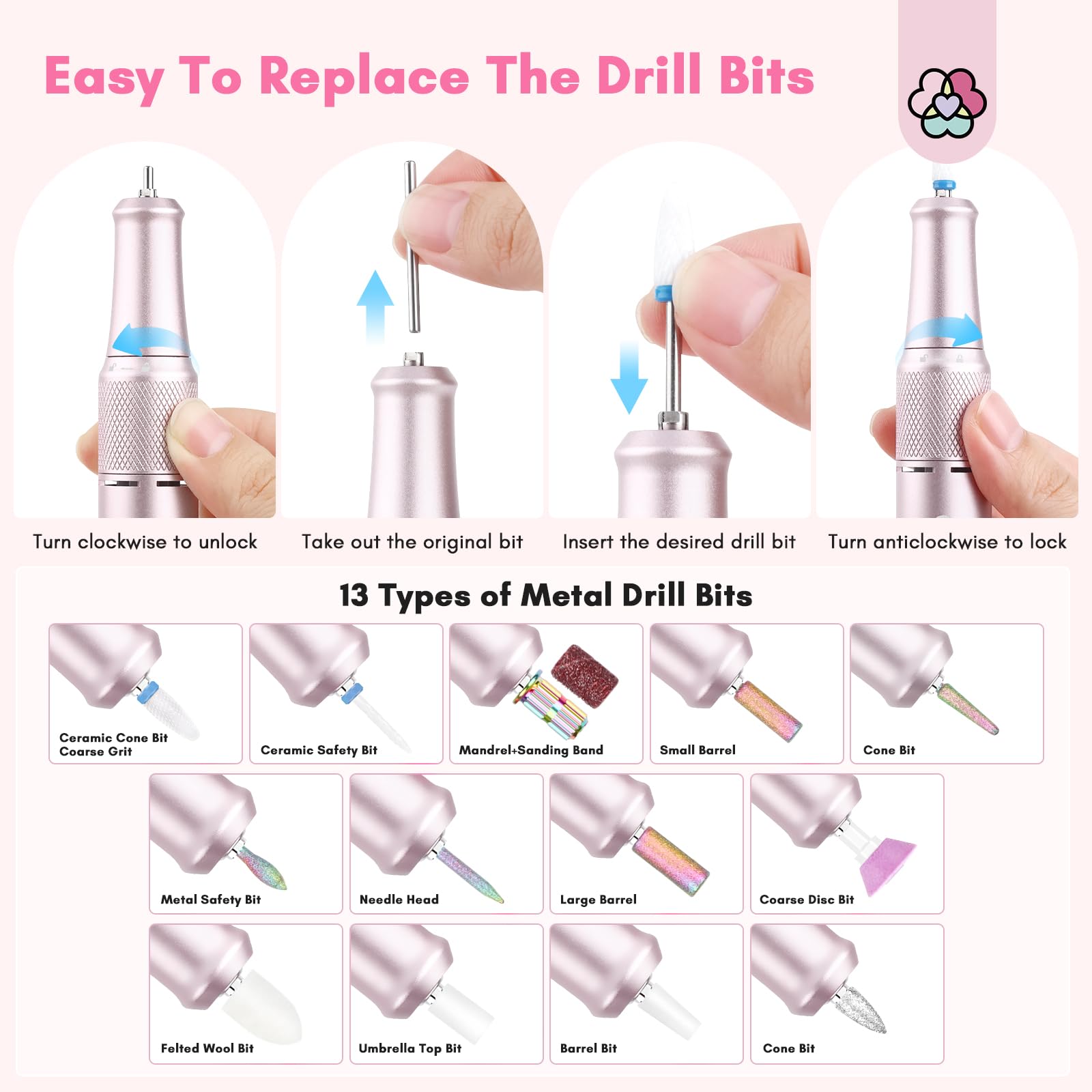 SAVILAND Professional Nail Drill – 40000 RPM Portable Electric Nail File for Salon & Home