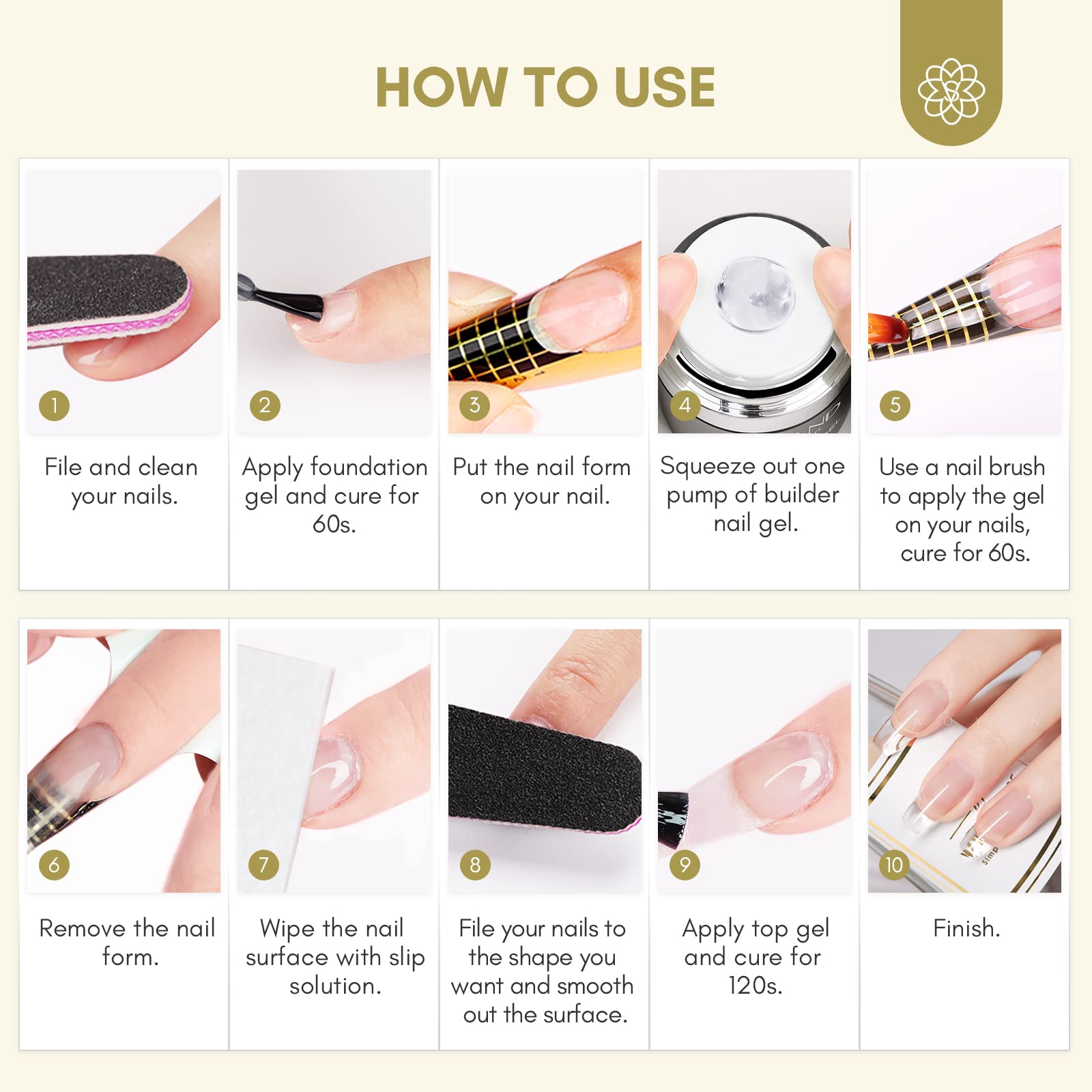 SAVILAND Builder Gel for Nails – 30ml Clear Hard Gel with Air-Cushion Design, Nail Forms & Brush