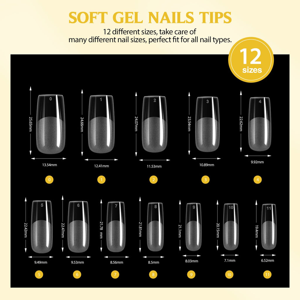 SAVILAND Gel Nail X Kit – 500 Square Tips, 4-in-1 Glue Gel, Mini Lamp & 20,000 RPM Drill