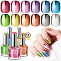 SAVILAND Metallic Nail Polish Quick Dry - 12 Neon Chrome Colors + Base & Top Coat