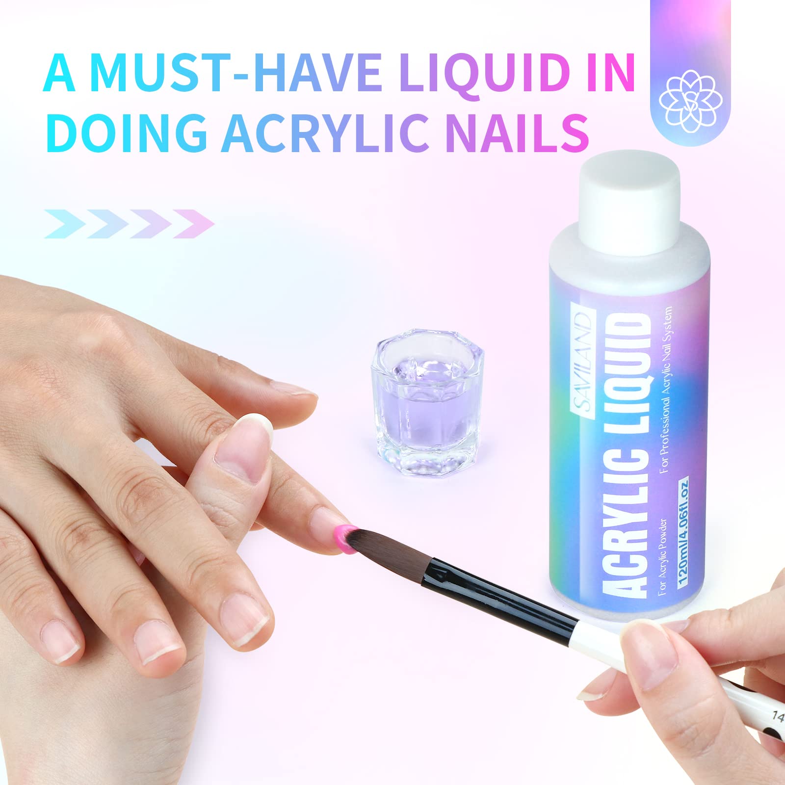 SAVILAND Monomer Acrylic Nail Liquid 120ml — Non-Yellowing Formula for Extensions and Carving