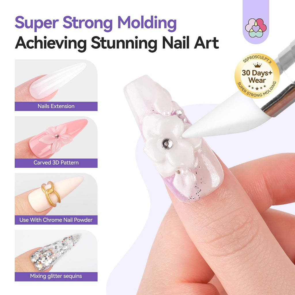 SAVILAND 60 g 3D Nail Gel – Strong Molding, No-Wipe White Sculpting Gel for 3D Nail Art
