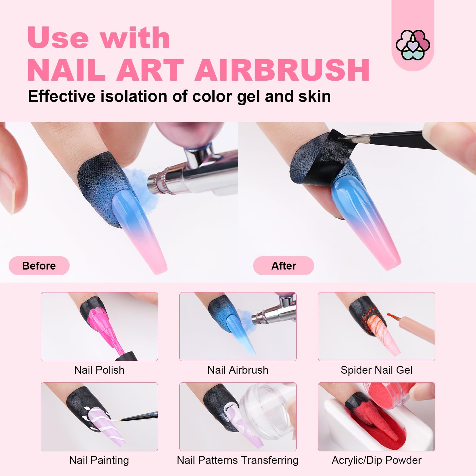 SAVILAND Nail Polish Protector for Fingers - 100 Pcs U-Shaped Cuticle Guards for Nail Art, Gel Polish & UV Protection