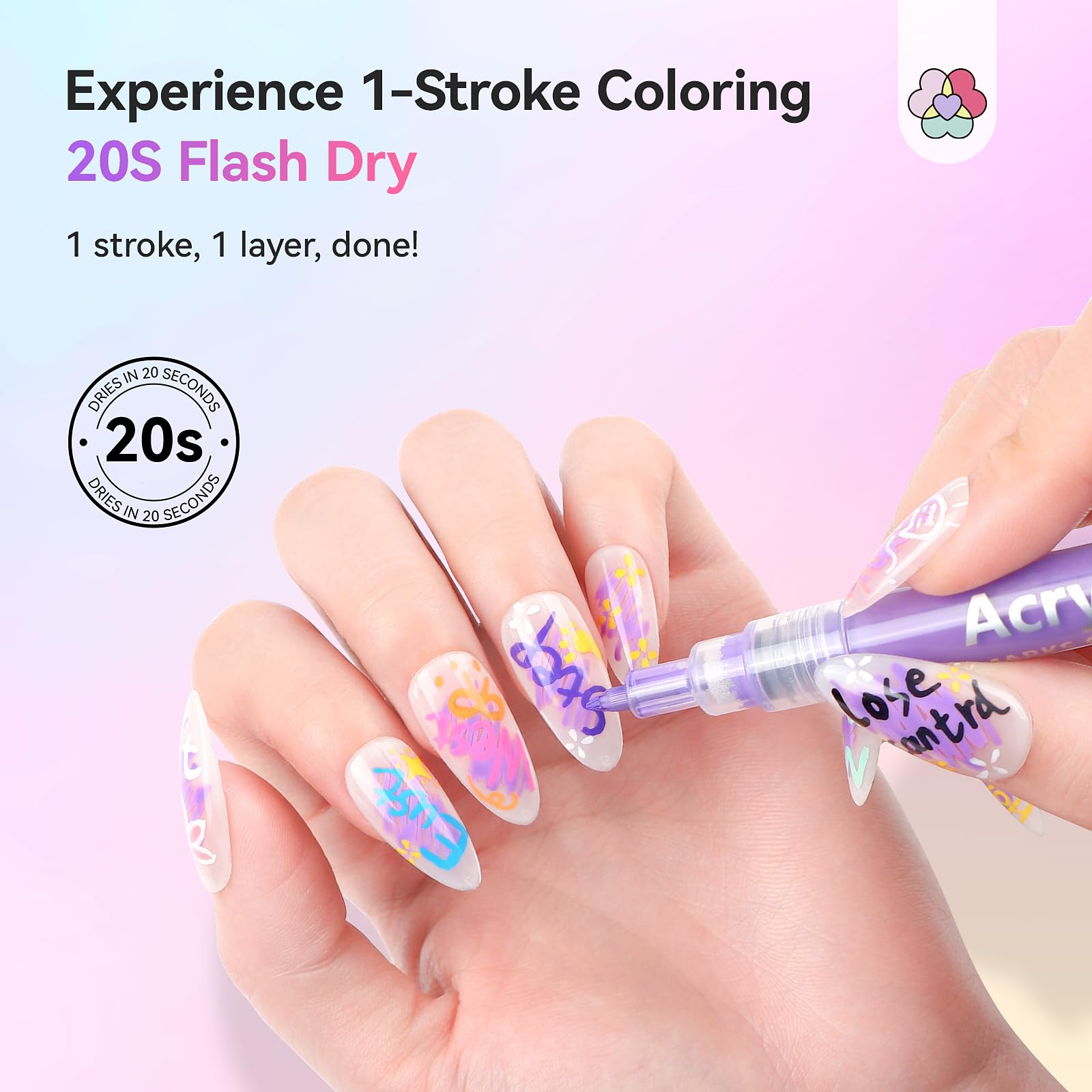 SAVILAND Nail Art Pens Set – 24 Colors, 0.7mm Quick-Dry