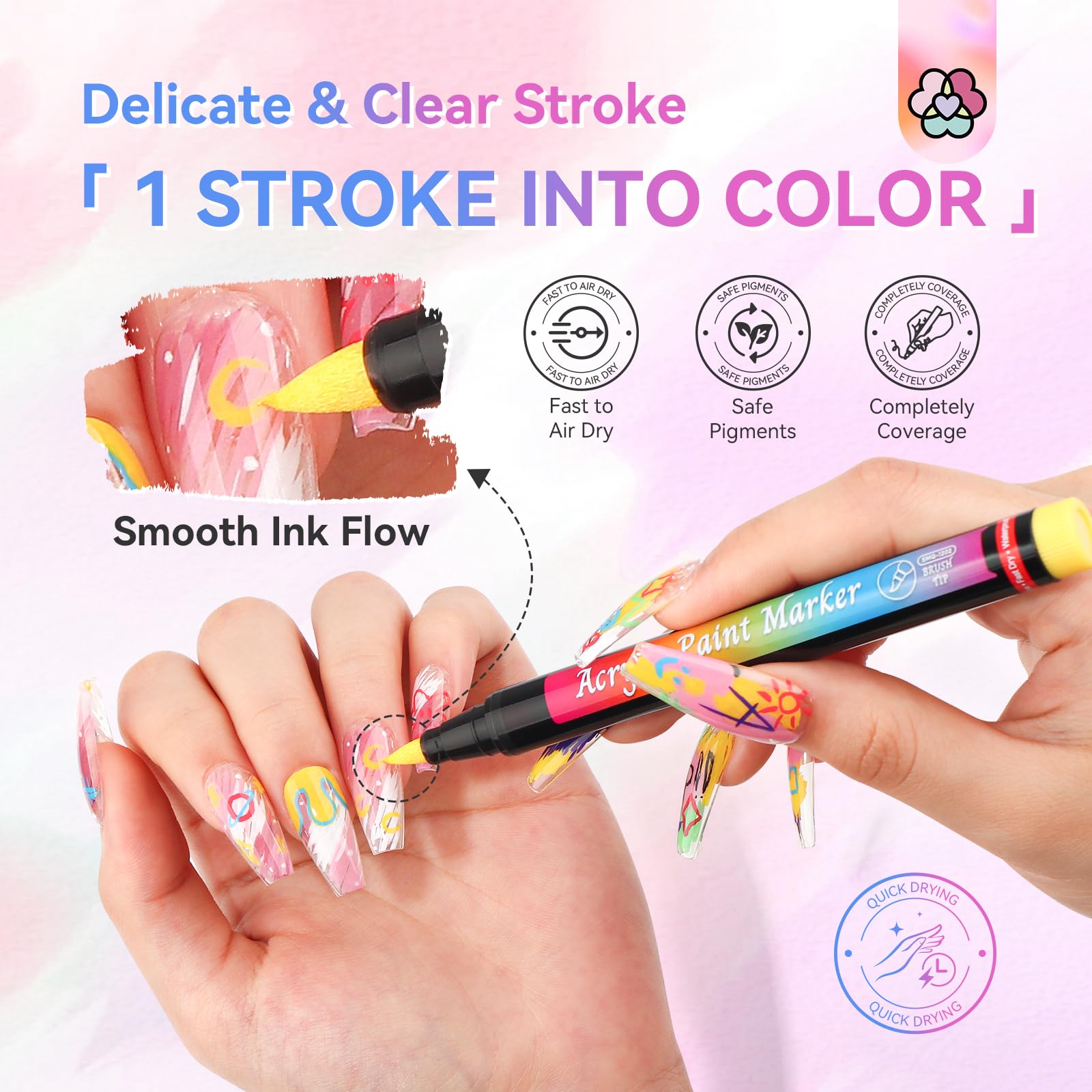 SAVILAND Nail Art Pens Set – 12 Quick-Dry Colors for DIY Nail Art