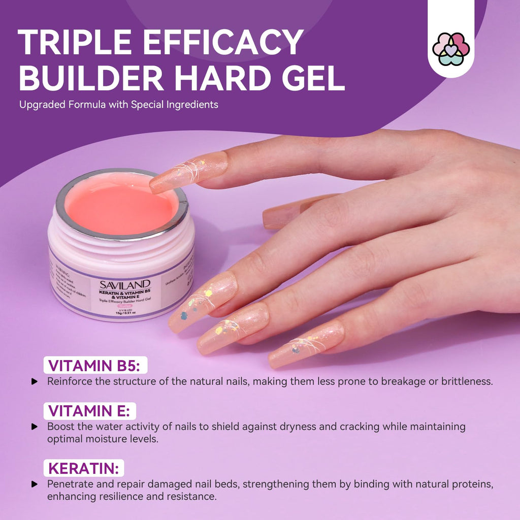 SAVILAND Builder Nail Gel Set with Nail Drill – 3 Gels + Mini Lamp