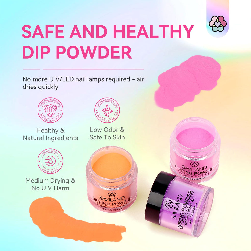 SAVILAND Dip Powder Nail Kit Starter – 29 Pcs Set with Base, Top Coat, Activator
