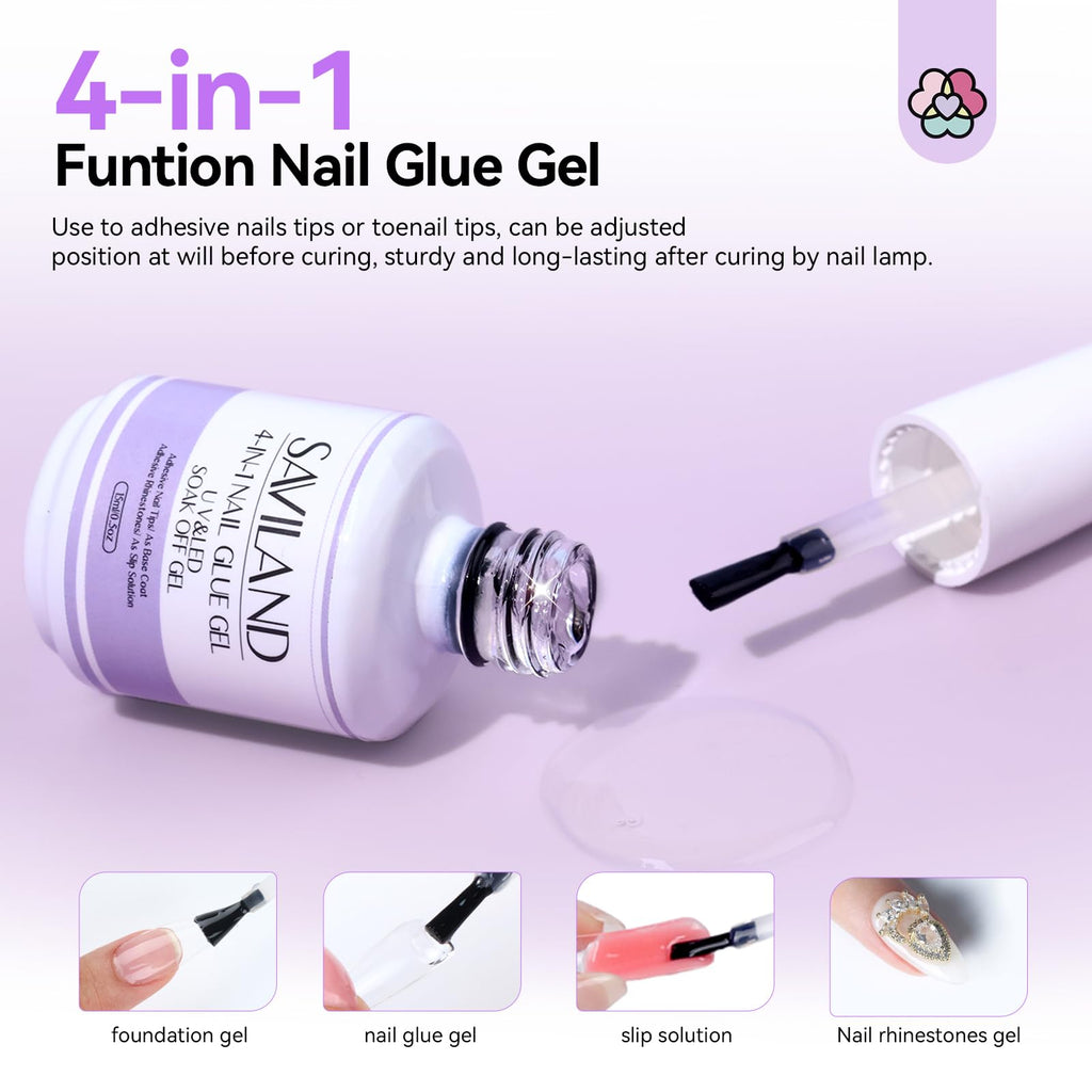 SAVILAND Toe Nail Tips & Glue Gel Kit – Gel Toenails, Nail Drill, Mini Lamp, At-Home Pedicure