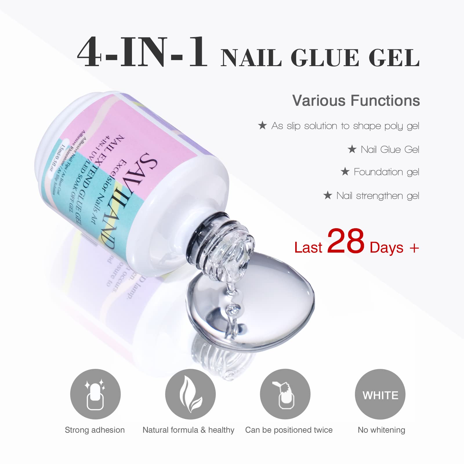 SAVILAND Nail Kit for Beginners — All-in-One Coffin Tips, 4-in-1 Glue & Mini UV Lamp