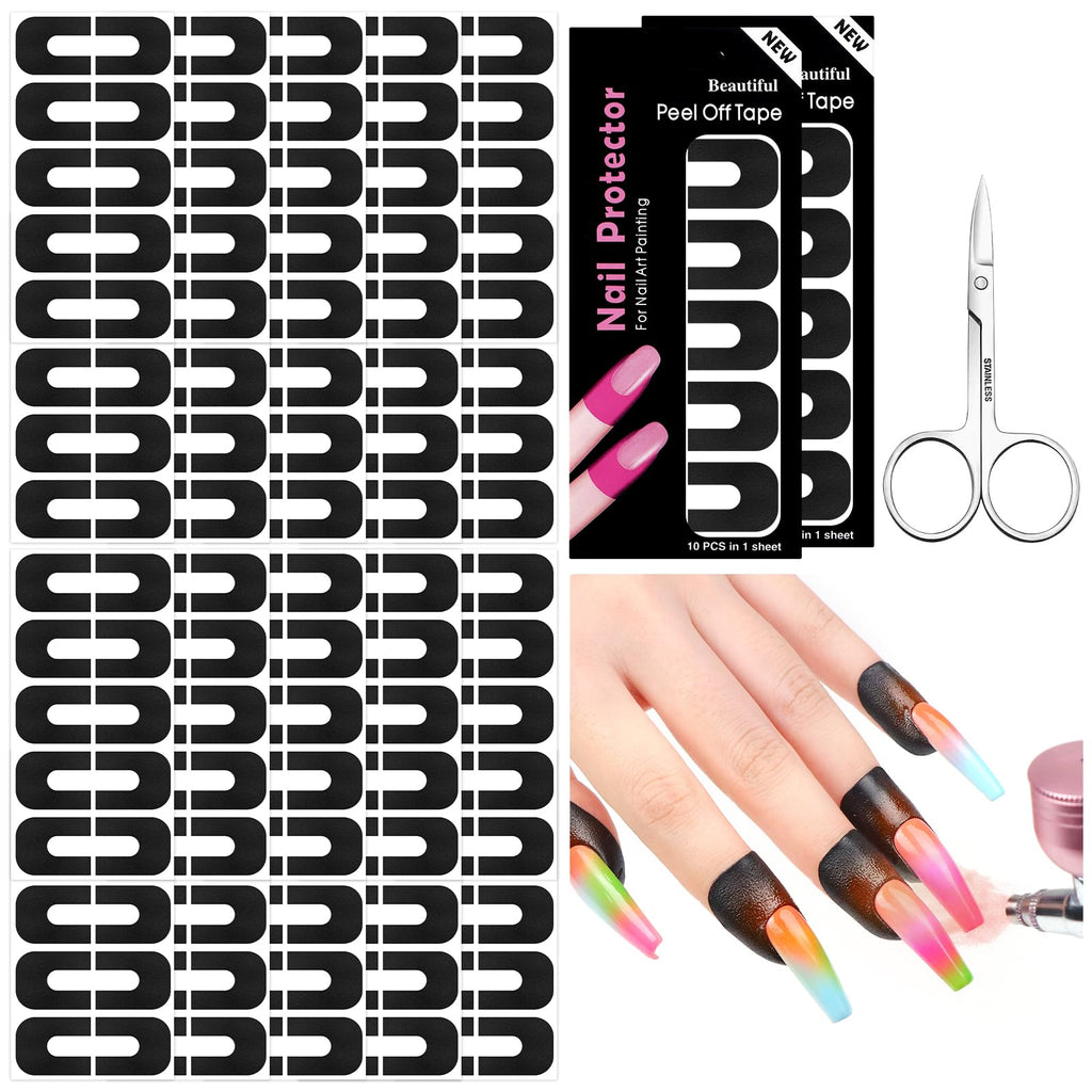 SAVILAND Nail Polish Protector for Fingers - 100 Pcs U-Shaped Cuticle Guards for Nail Art, Gel Polish & UV Protection